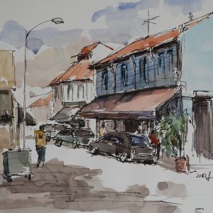 Line and wash. Little India 3, Singapore, 2012
