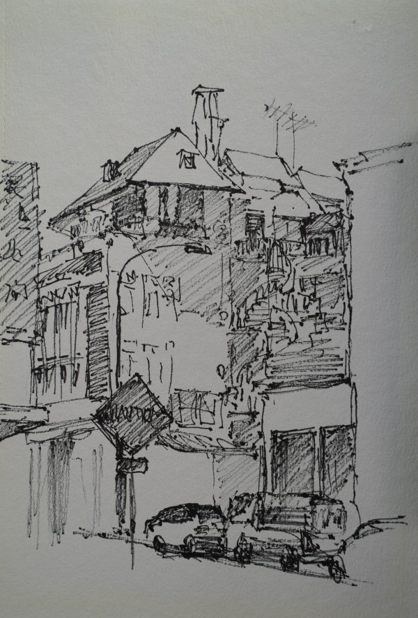 Sketches. Back Lane in Tanjong Pagar, Singapore