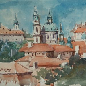 Watercolour Painting. A Magical Town, Cesky Krumlov, 2017